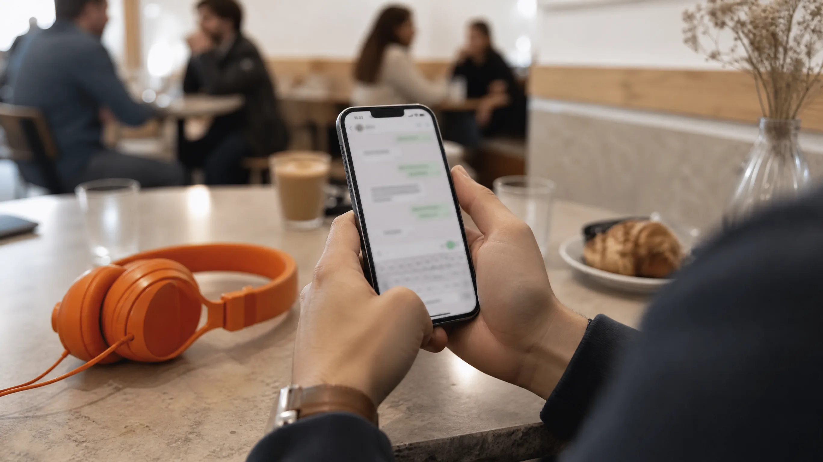 Conversa com um cliente no telemóvel