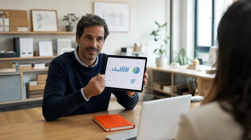 Empresário a acompanhar os resultados num tablet