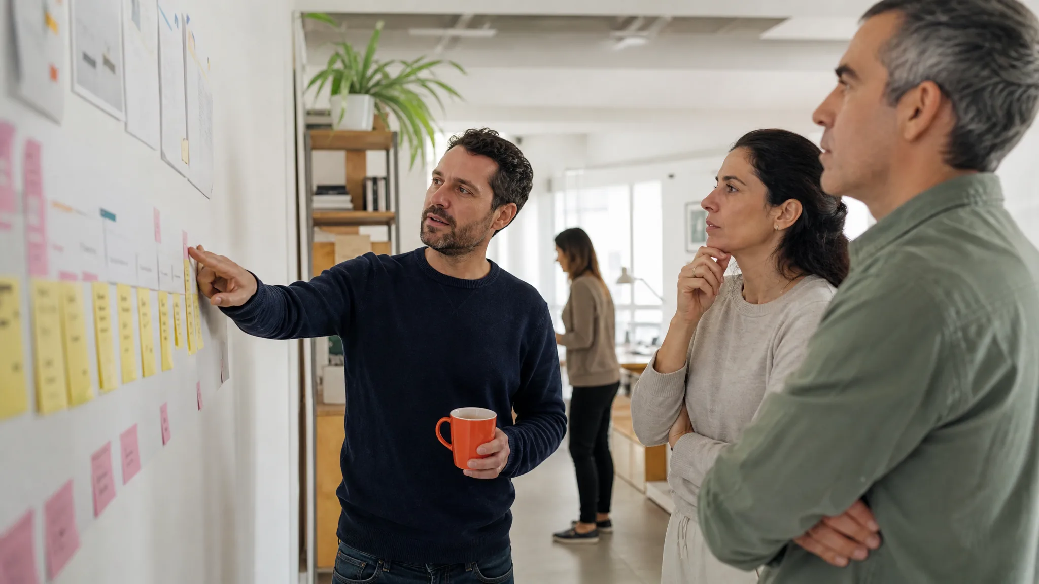 Jornada do cliente mapeada na parede