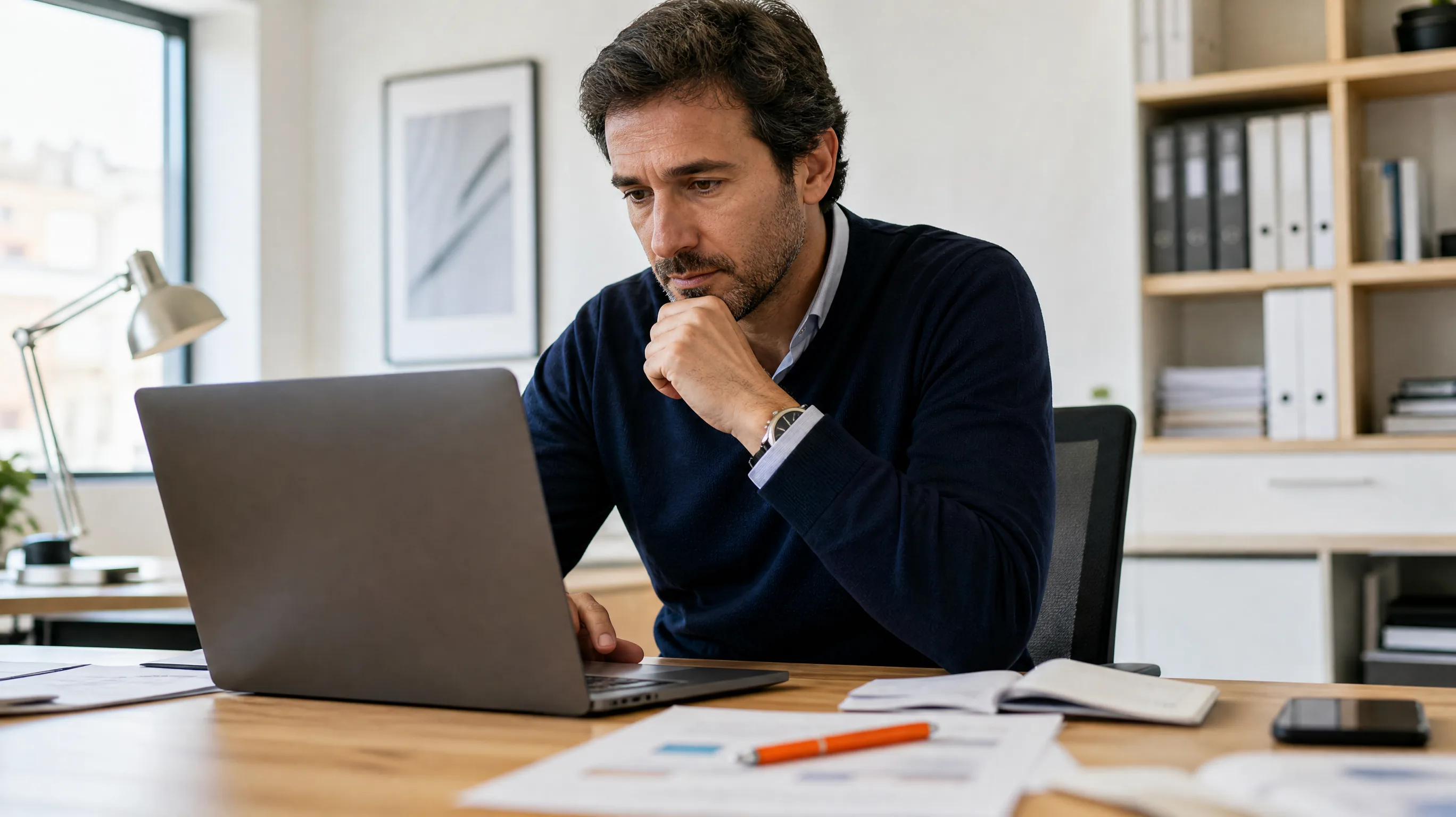 Empresário a acompanhar os indicadores comerciais
