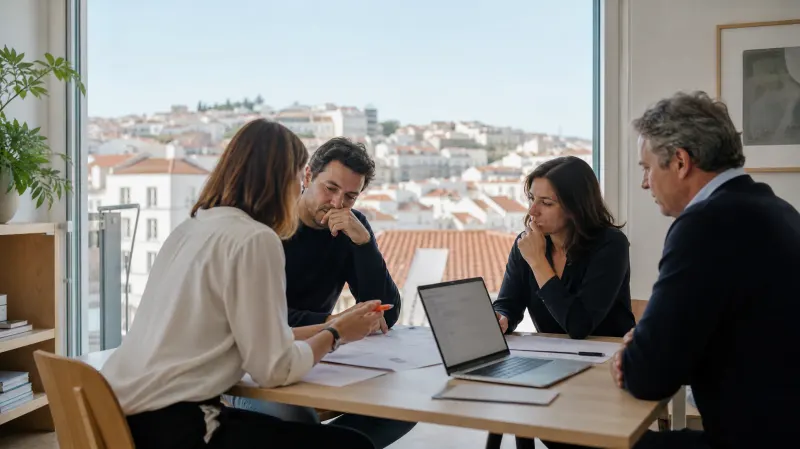 Equipa a discutir a estratégia digital