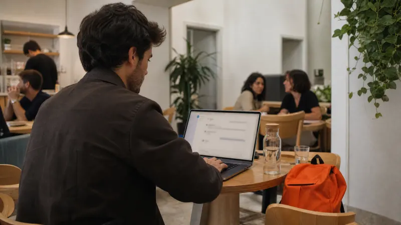 Assistente de conversação aberto no portátil
